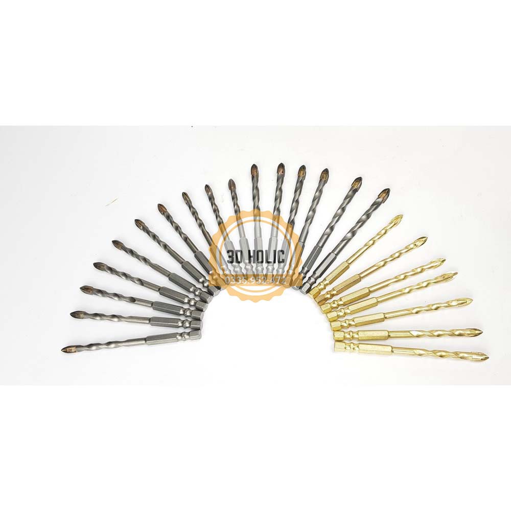 3DHolic Mũi khoan đa năng 4 cạnh chân lục giác 6.35, 8mm,10mm12mm , khoan kính, thủy tinh, gạch men, đá hoa cương