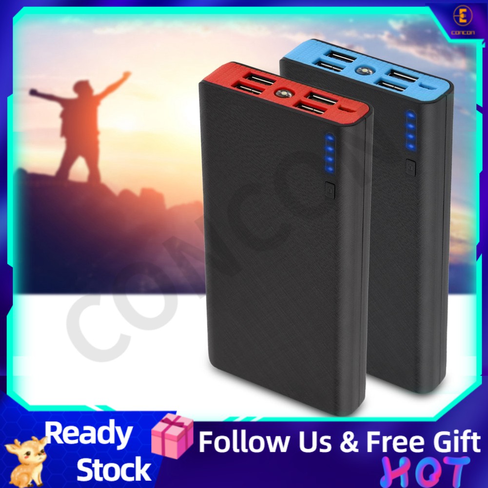 Bộ vỏ sạc dự phòng di động DIY dung tích siêu lớn 20000mAh có 4 cổng USB nhanh