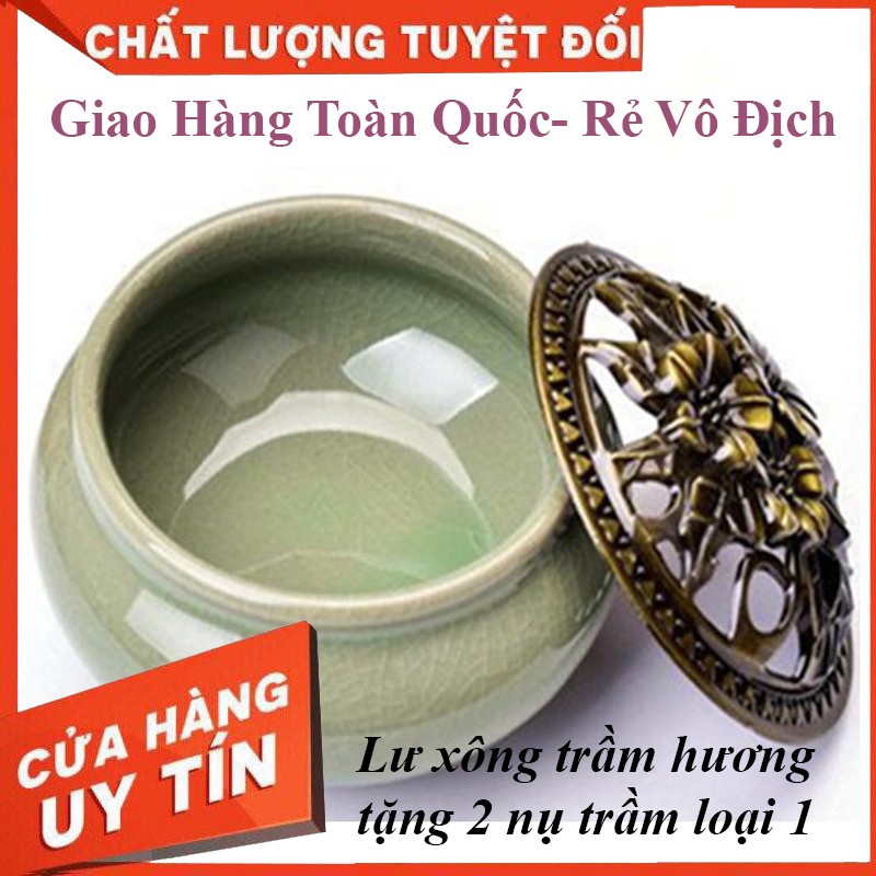 Lư xông trầm hương GỐM SỨ đỉnh đốt nhang tặng 2 nụ trầm hương loại 1 | BigBuy360 - bigbuy360.vn