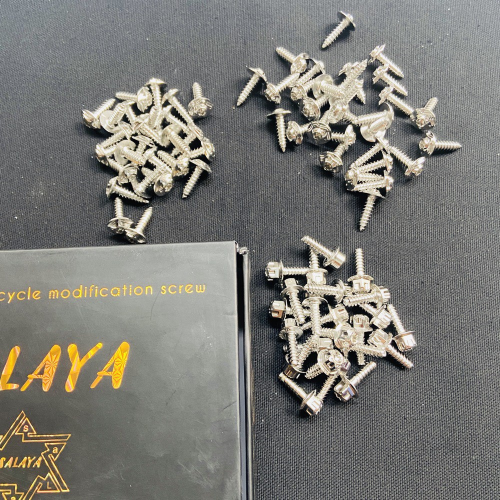 [Ốc SALAYA dàn áo] Bộ 10 con ốc dàn áo INOX SALAYA kiểu mới 5ly xoắn gắn các dòng xe YAMAHA