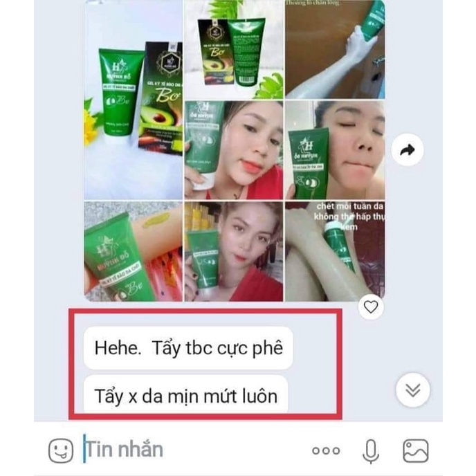 Tẩy tế bào chết bơ Huỳnh Đỗ