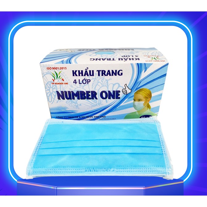 Khẩu trang y tế 4 lớp xanh VN PRO - Number one ( Màu Xanh - Hộp 50 cái)