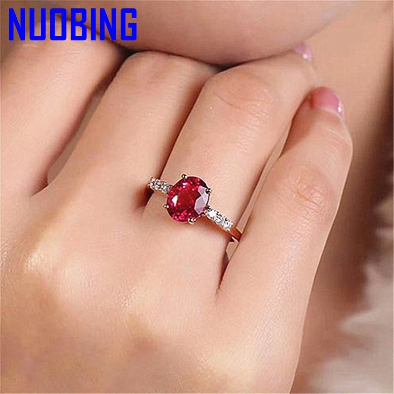 Classical Princess Blue Red Crystal Ruby Sapphire Gemstones Diamonds Rings For Women Rose Gold White Silver Color Jewelry Bijoux|Rings|