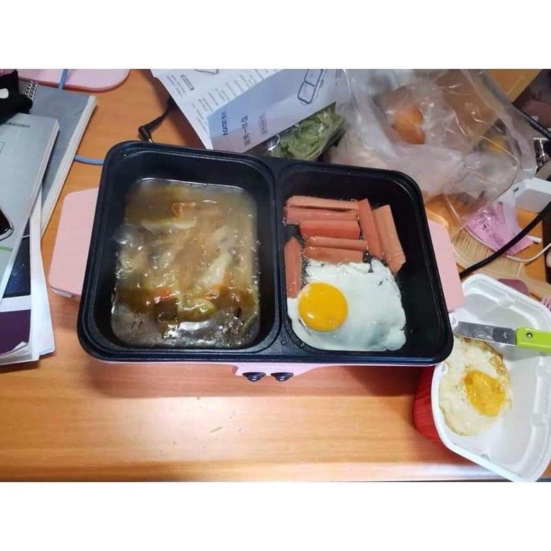 Nồi điện mini đa năng chiên nấu 2 ngăn