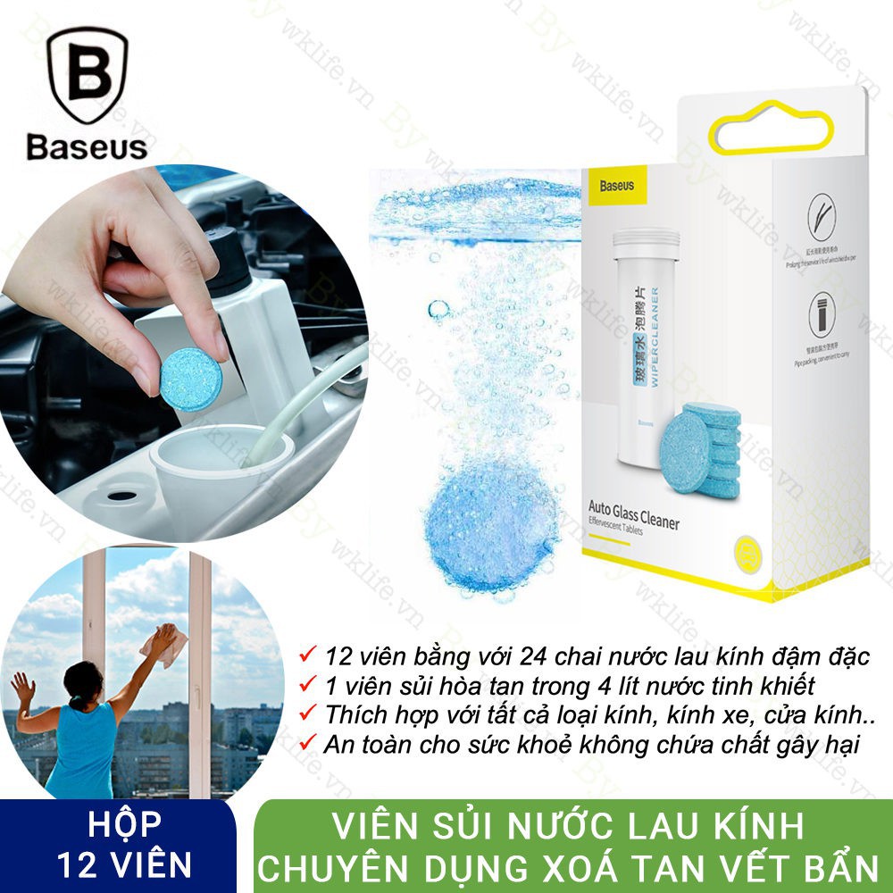 Viên Sủi Nước Rửa Kính Ô Tô Chuyên Dụng - 1 viên pha 4 lít nước, Kéo Dài Tuổi Thọ Cần Gạt