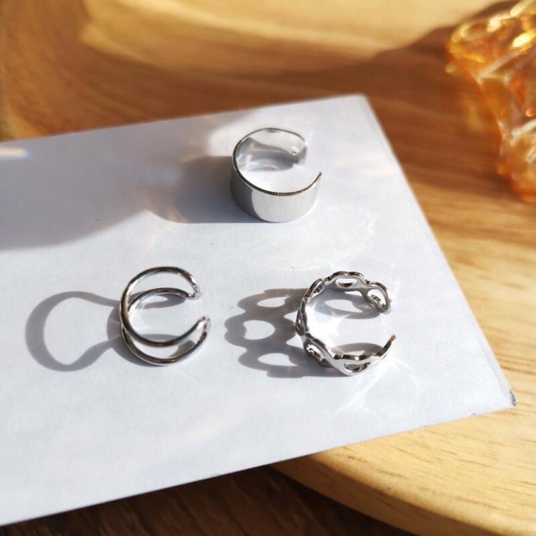 KV02 - Set 3 khuyên tai kẹp vành không cầm bấm lỗ xỏ