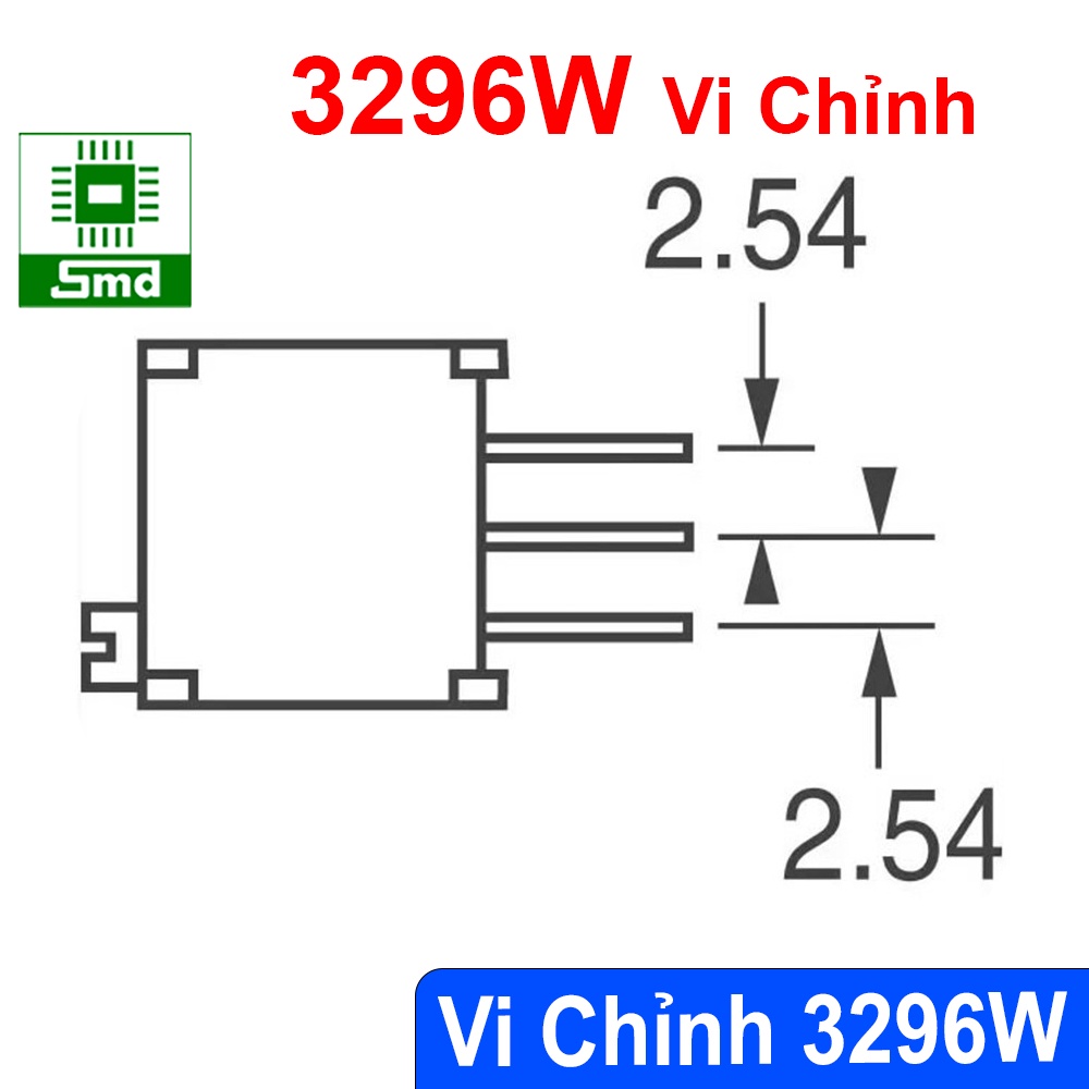 Biến Trở Vuông 3296W đứng 10K 100K 200R Chiết áp nhựa Xanh Vi Chỉnh 3296 W Triết áp 501 102 502 103 503 1K 2K 5K 10K