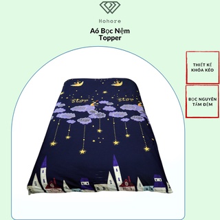 Vỏ bọc nệm topper riotex vải cotton lụa nhân tạo bọc nệm 2 mặt có khóa kéo ( size: 1m/m2/m4/m6/m8 x 2m )