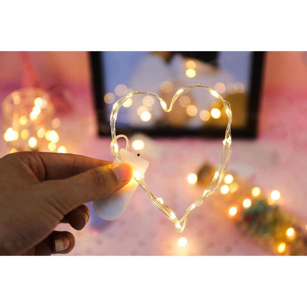 (Kèm Pin) 2 Dây Đèn Led 5M 50 Bóng Đèn Led Đom Đóm Fairy Light Decor Trang Trí Quấn Cây Noel Xài Pin AG13