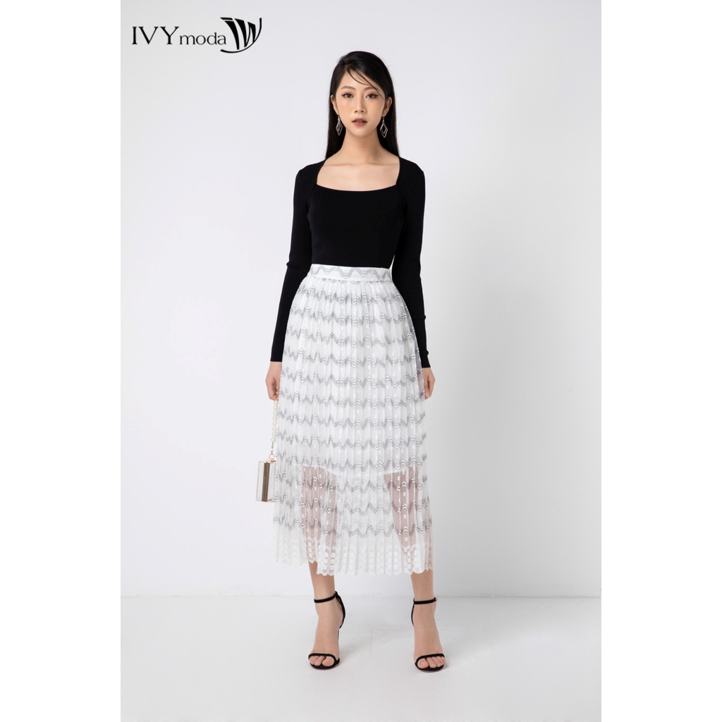 [NHẬP WABRTL5 GIẢM 10% TỐI ĐA 50K ĐH 250K ]Áo len gân nữ cổ kiểu IVY moda MS 58B8822