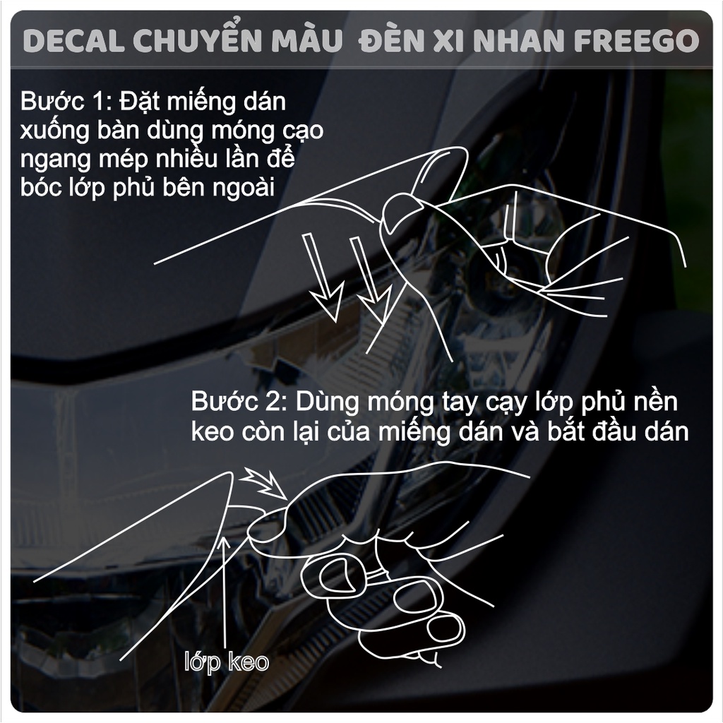 Decal bảo vệ XI NHAN xe YAMAHA FREEGO chuyển màu xanh cánh cam