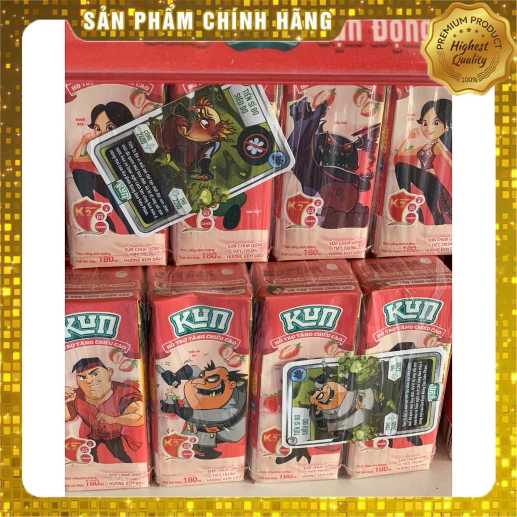 Hnagf chính hãng Lốc 4 hộp 180ml sữa Kun socola/kem dâu/nho/cam/trái cây/có đường