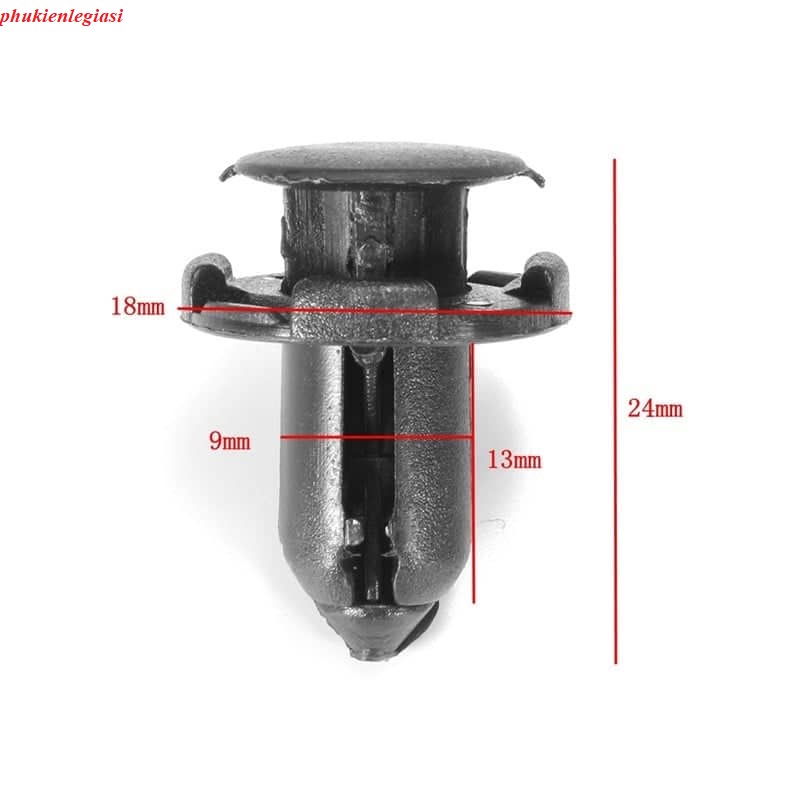 Nút Nhấn Nhựa 4 khía 9mm Màu Đen Thay Thế Cho Cản Trước Xe Hơi hàng OEM Mitsubishi grandis