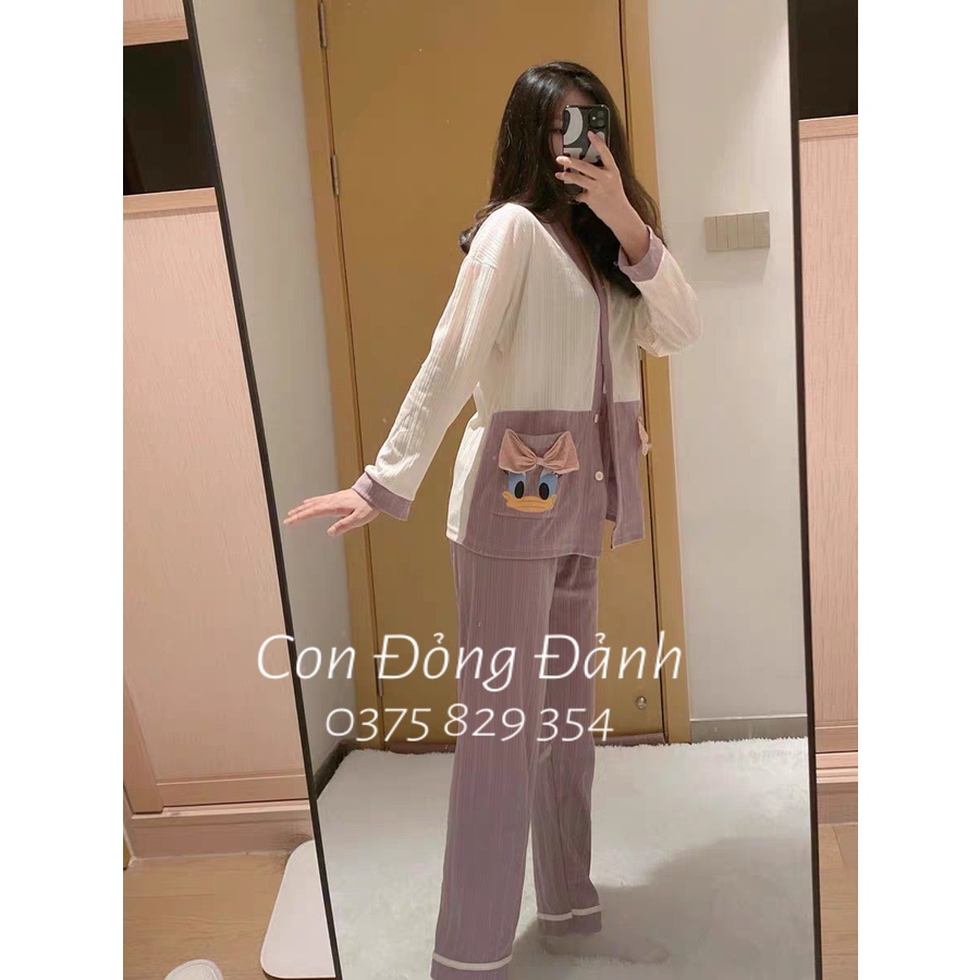 Đồ Ngủ Nữ Kimono cổ YUKATA dài tay phong cách Nhật Bản 2021 DN010 .vịt (Chất thun cotton mềm) ảnh thật | BigBuy360 - bigbuy360.vn