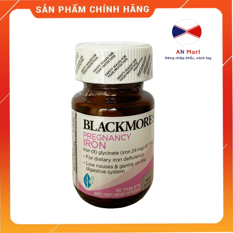 [Phát Triển Toàn Diện]Viên Sắt Cho Bà Bầu Blackmores Pregnancy Iron 30 Viên Của Úc Không Gây Táo Bón Buồn Nôn