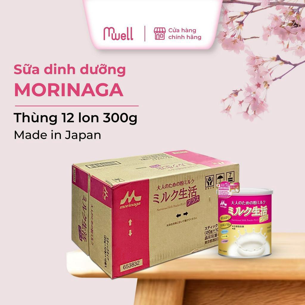 Sữa Morinaga Nutritional Milk Powder PLUS Thùng 12 Lon 300G Dinh Dưỡng Tăng Cường Sức Khỏe Người Lớn Dễ Uống