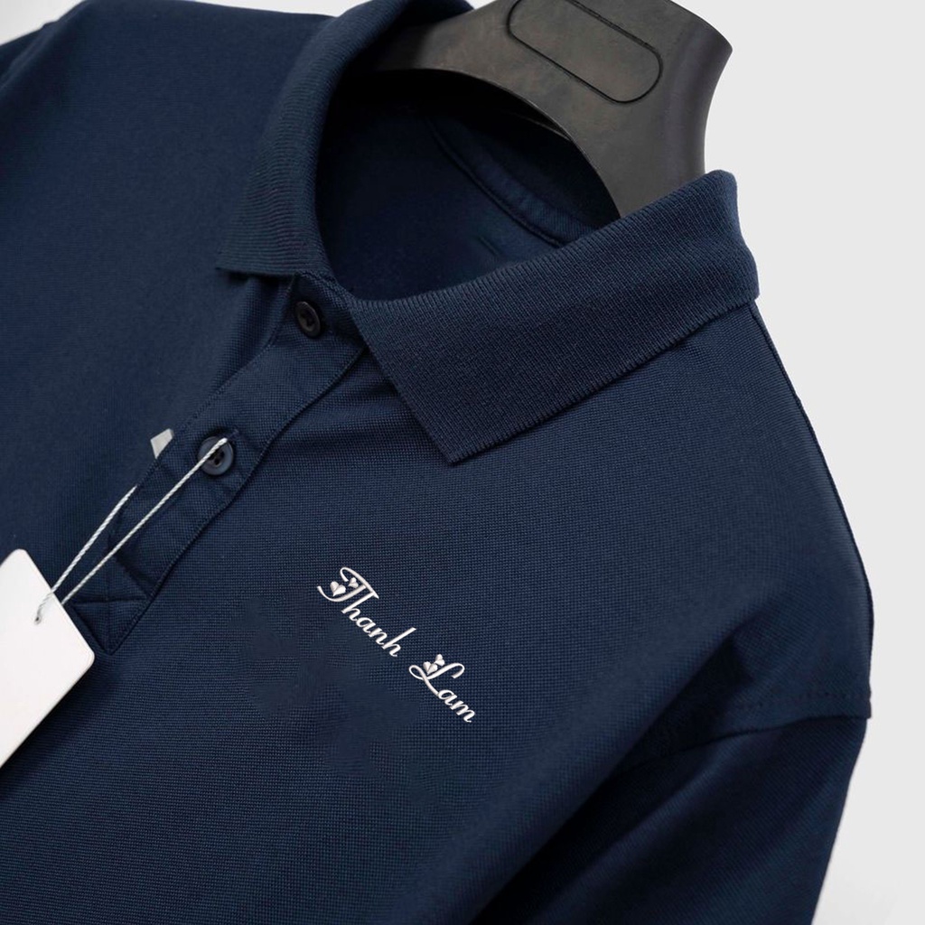 Áo Thun Polo OmShala Thêu Tên Riêng Cotton Dáng Slim Fit