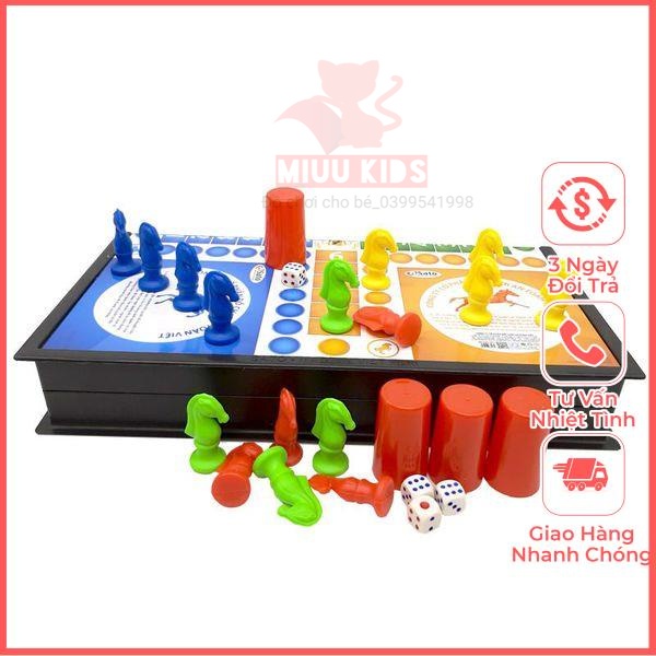 (SIZE Lớn) Đồ Chơi Giải Trí Bộ Cờ Cá Ngựa Chính Hãng Sato Tặng Kèm Xúc Xắc