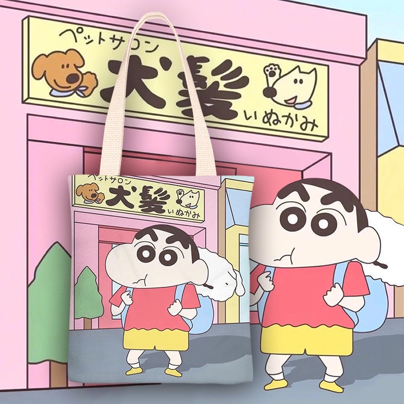 Chì Shin-chan canvas bag Túi vải túi một vai cô gái túi xách túi học sinh túi zipper túi túi môi trường