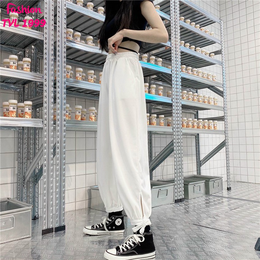 Quần ống rộng nữ TVL1999 kiểu dáng quần jogger cá tính gấu thắt nơ siêu đáng yêu | BigBuy360 - bigbuy360.vn