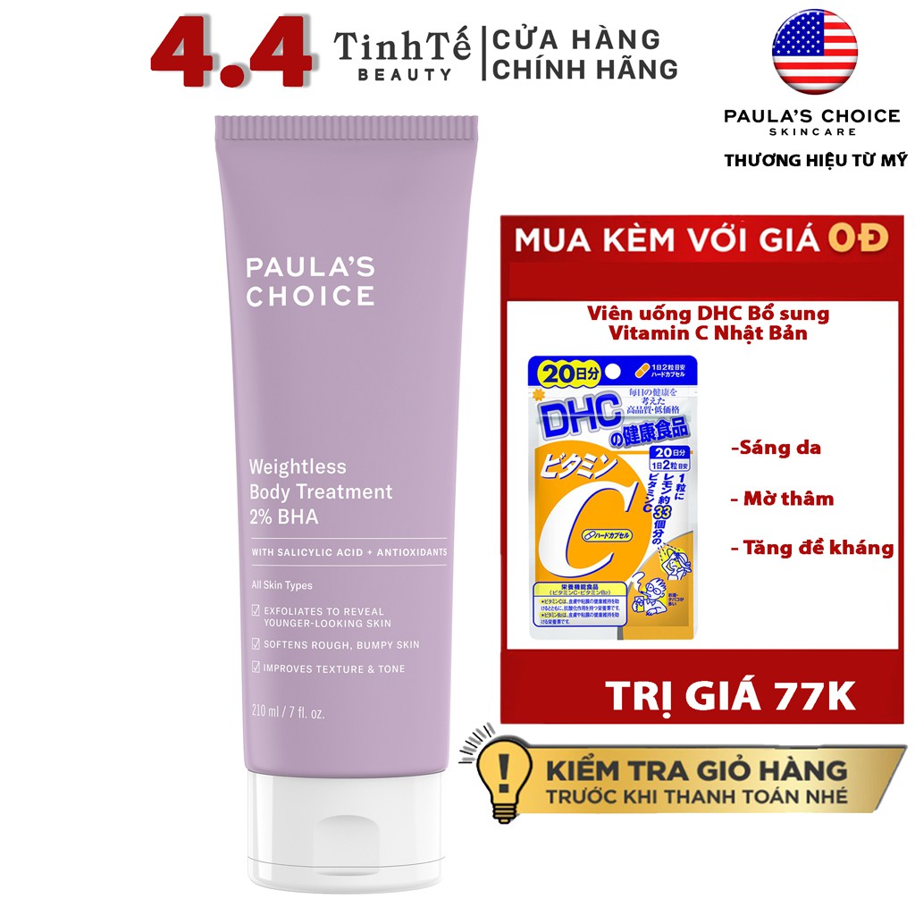 Kem dưỡng thể 2% BHA Paula's Choice RESIST WEIGHTLESS BODY TREATMENT WITH 2% BHA 210ml