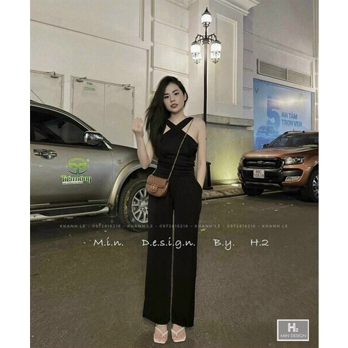 Set bộ nữ dễ thương quần dài ống suông kèm áo kiểu nữ body 2 dây chéo cổ cực độc