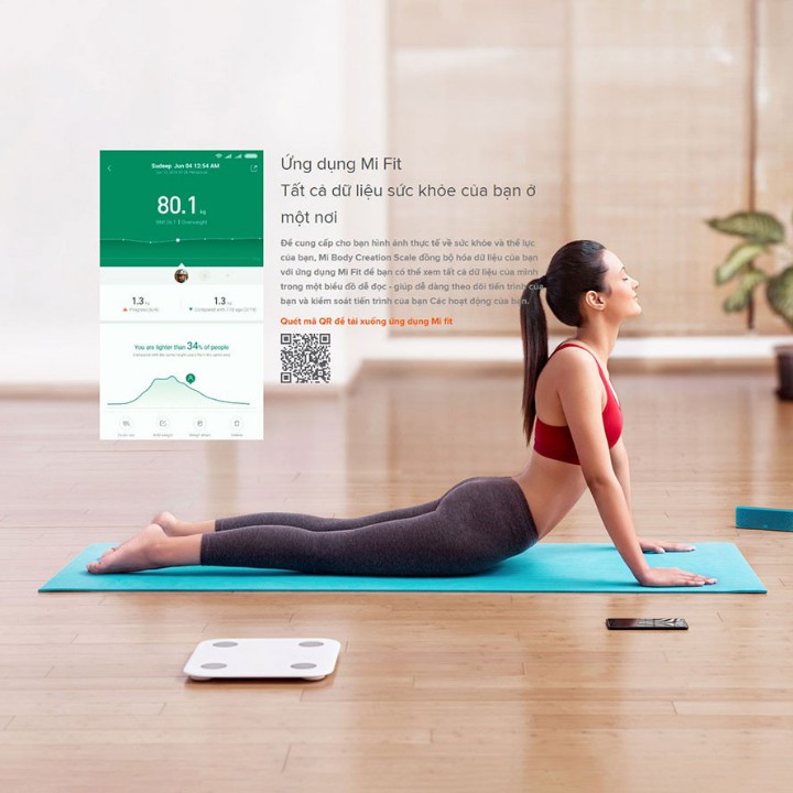 Cân điện tử thông minh Xiaomi Body Fat Scale 2 Universal , theo dõi sức khỏe qua app thông minh , bảo hành 2 năm
