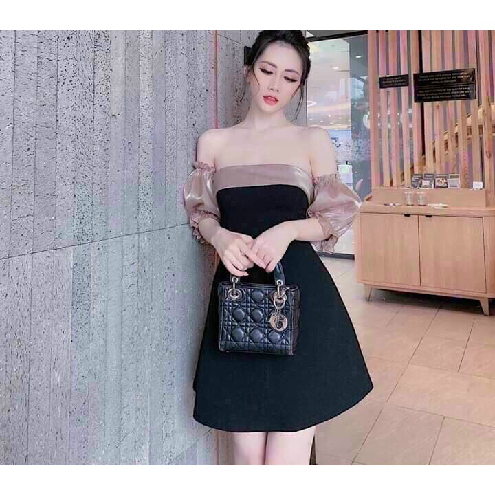 Đầm xòe trễ vai có mút ngực