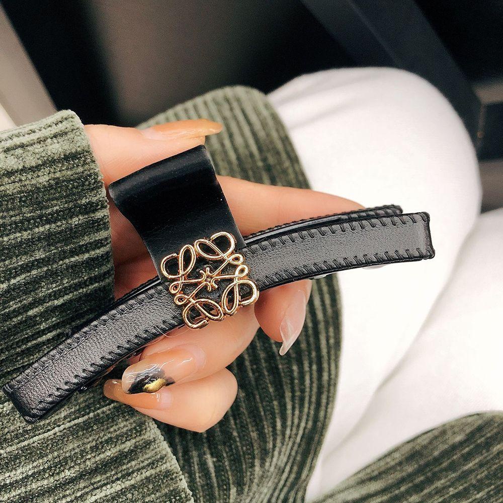 Kẹp Tóc Rửa Mặt Bằng Da Thiết Kế Hình Học Đơn Giản WMES15H Arc de Triomphe Cho Nữ