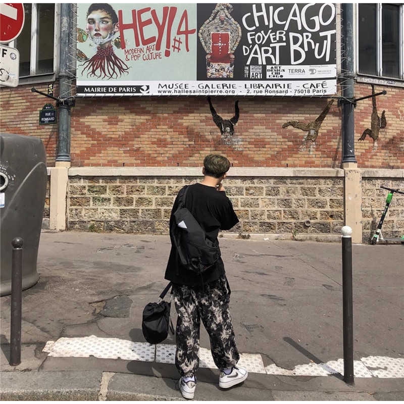 Túi đeo chéo màu đen phong cách Hip Hop thời trang cho nam