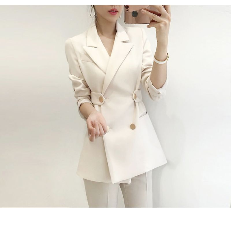 Áo Khoác Vest Ngắn Hai Hàng Nút Cài Dáng Ôm Màu Trơn Phong Cách Thời Trang Mới Dành Cho Bạn Nữ