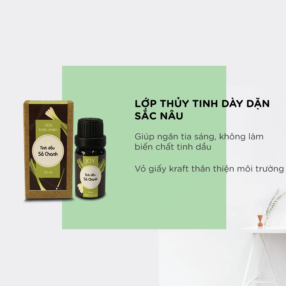 Tinh Dầu Sả Chanh JOY Thiên Nhiên 10ml -  Tinh Dầu Xông Phòng Nguyên Chất - Có kiểm định