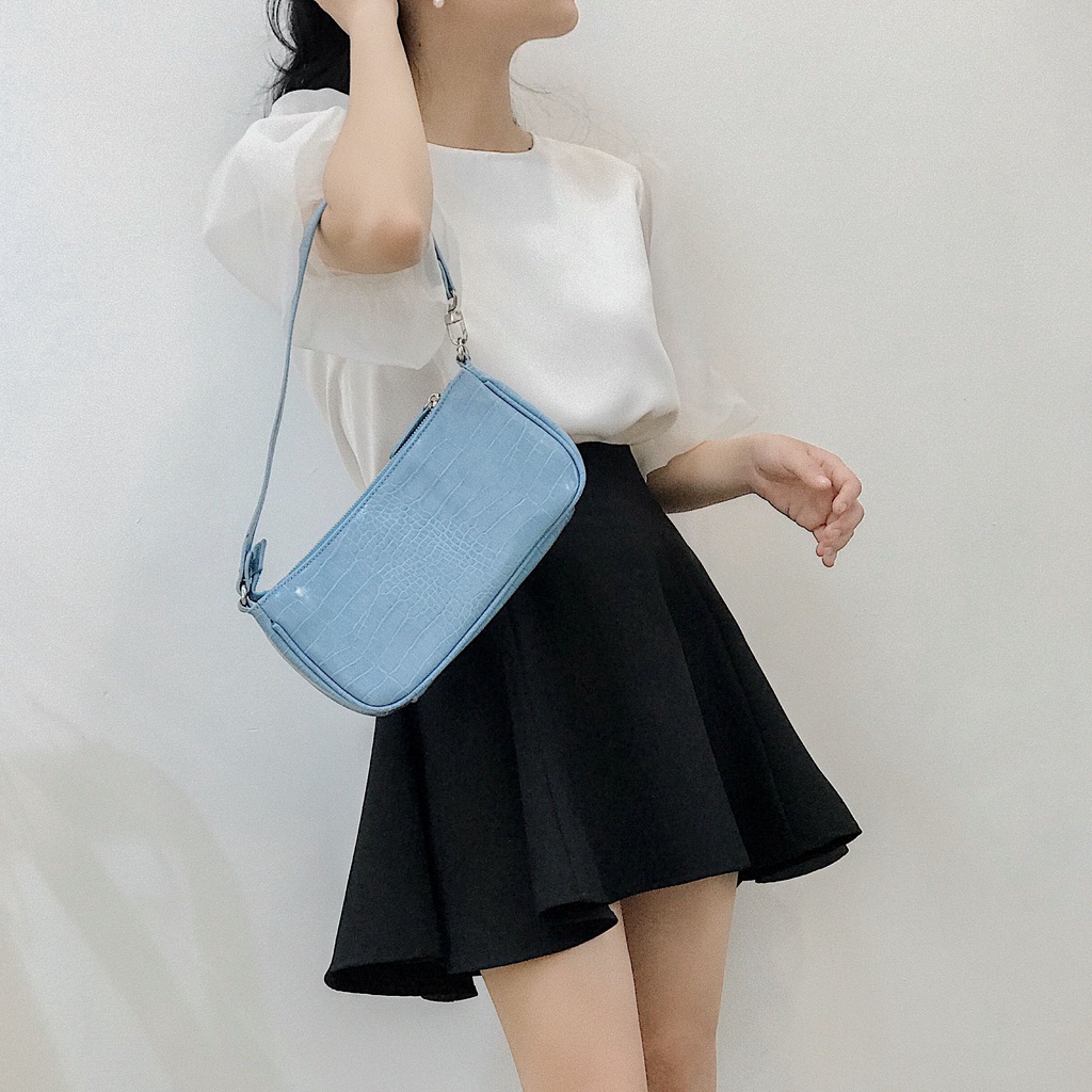KIOBI – Áo kiểu Dora form suông rộng, cổ tròn, tay bí phồng organza, vải cotton Thái trắng - KIA17125T