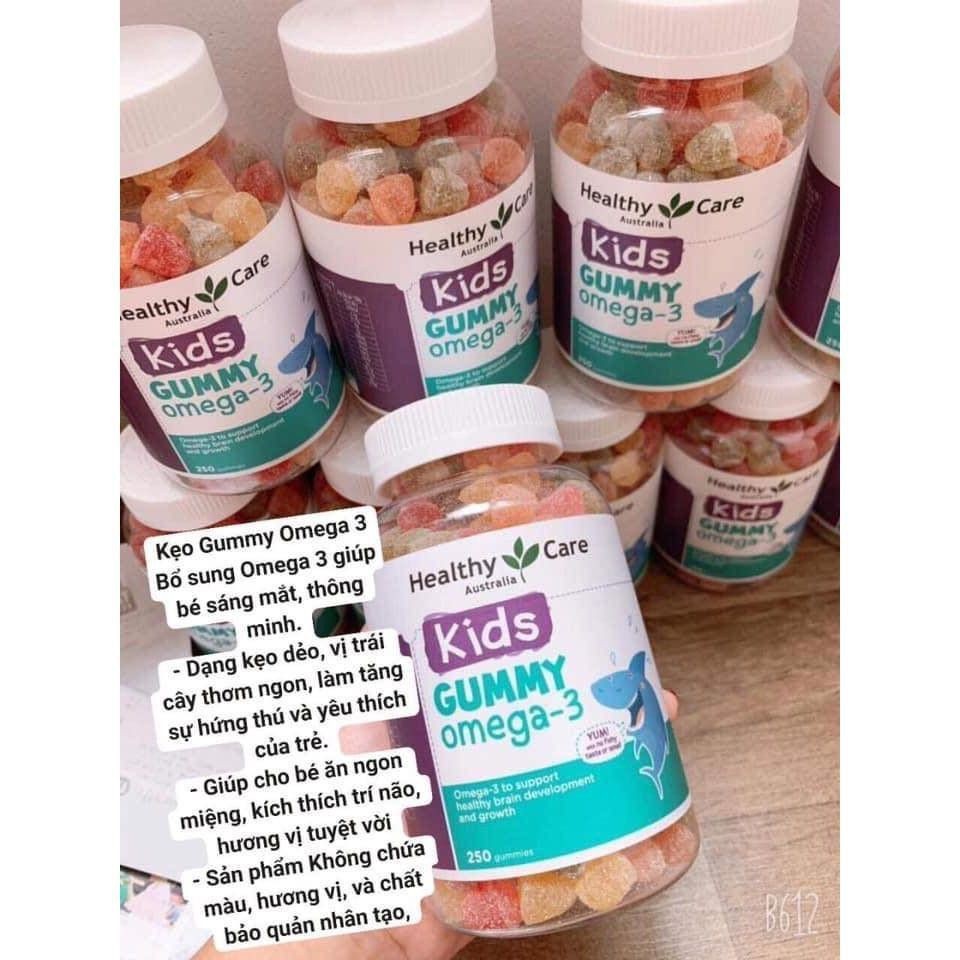 Kẹo dẻo Gummy Healthy Care Kids Úc bổ sung Omega 3 và Vitamin cho bé từ 2 tuổi 250 viên