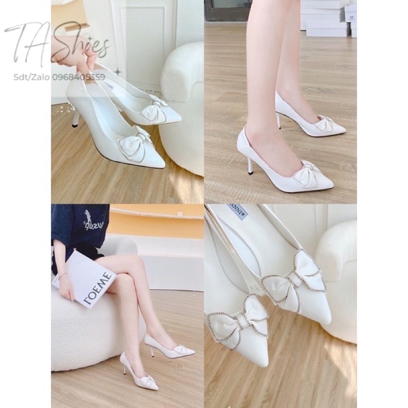 GIÀY CAO GÓT 5P MÀU TRẮNG NƠ DA VÂN MỀM HÀNG CHÍNH HÃNG LOẠI 1. GIẦY CƯỚI