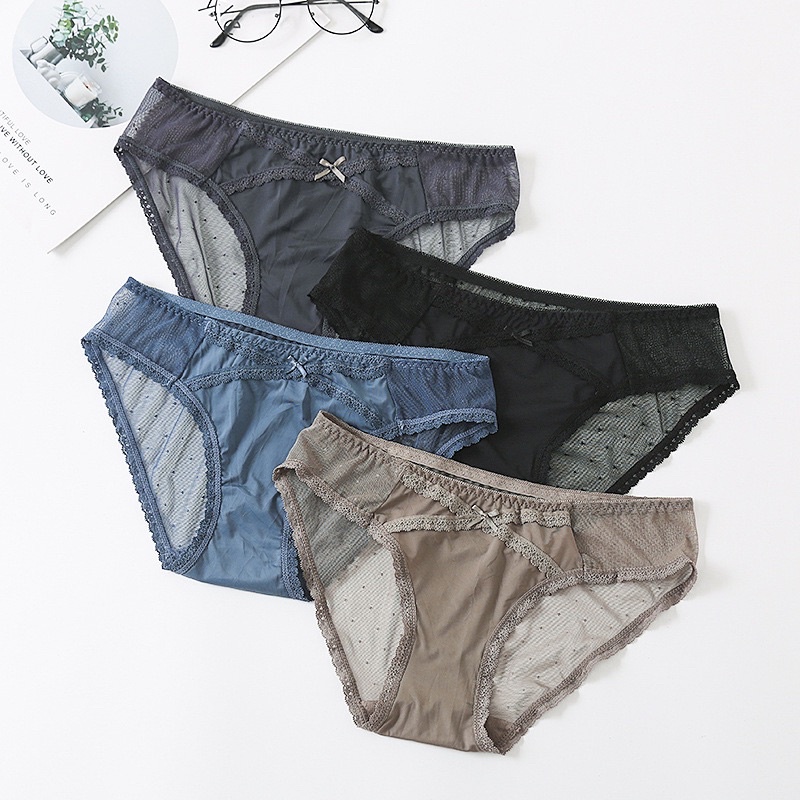 Quần lót nữ Ren Thun Lạnh Phối Lưới Cao Cấp - Quần lót ren Lưới Ms079