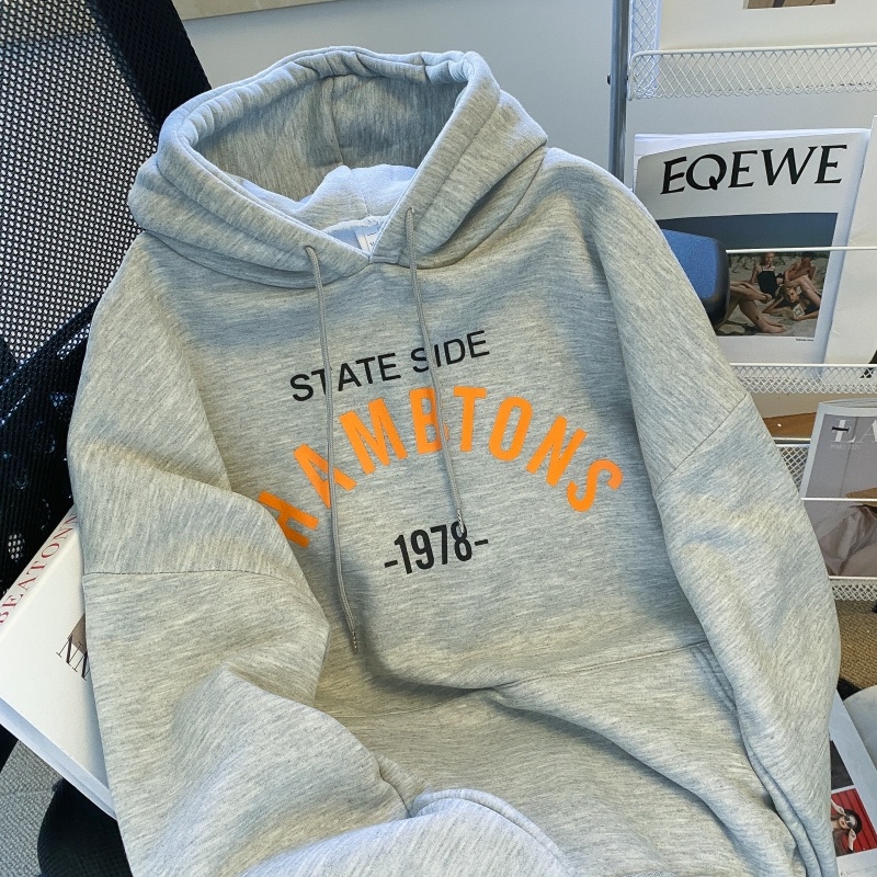 ZHELIHANGFEI Áo Hoodie Tay Dài Dáng Rộng Phối Dây Rút Cá Tính Dễ Phối Đồ