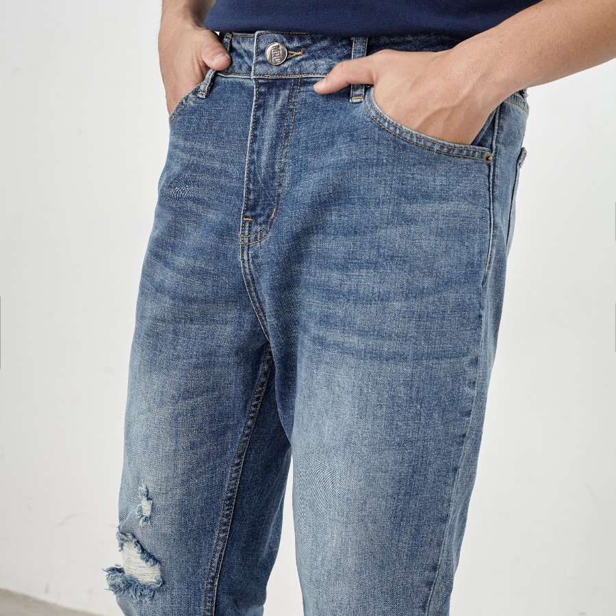 Quần jean dài nam cao cấp xanh denim MRC 085-SN chất cotton cao cấp, form ôm vừa vặn, tôn dáng, trẻ trung - CUONG STORE | BigBuy360 - bigbuy360.vn