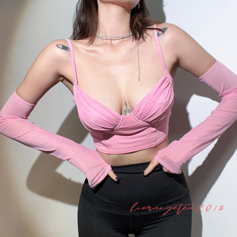 Áo Croptop Cổ Chữ V Màu Sắc Trẻ Trung Xinh Xắn Dành Cho Nữ