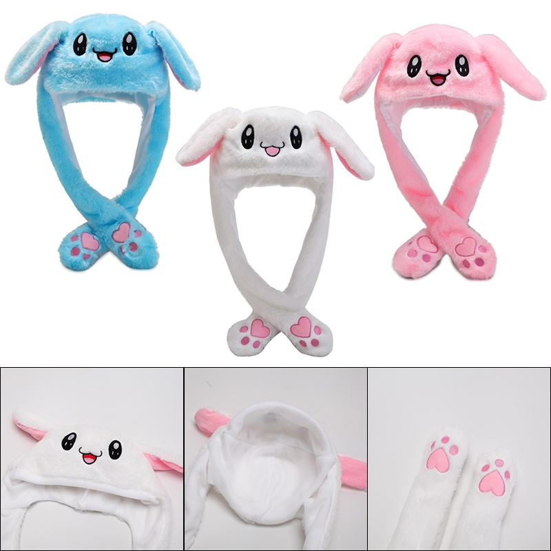 Mũ tai thỏ cho bé gái trùm đầu hình giữ ấm Phụ kiện bèo dễ thương