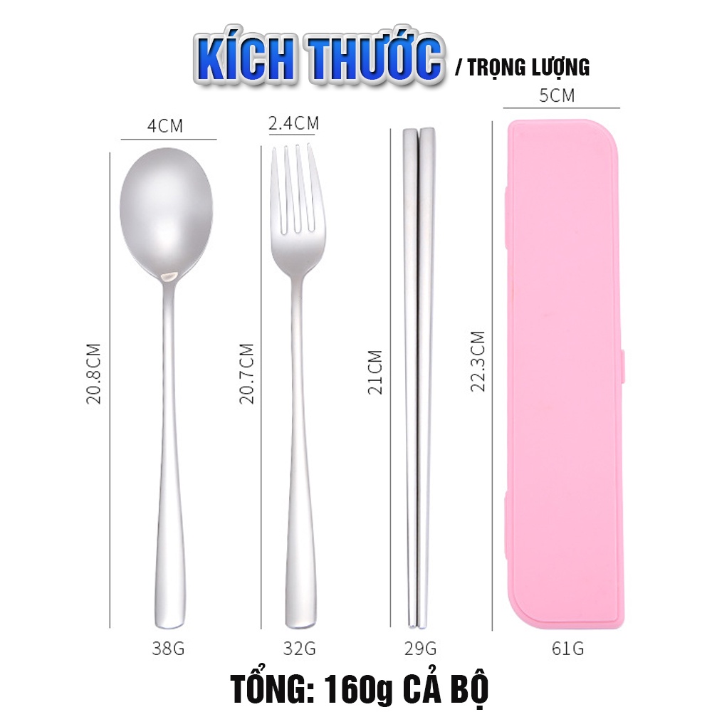 Bộ muỗng thìa đũa dĩa cơm Văn phòng Inox 304 Loại 1, kèm hộp Lúa mì Minh House