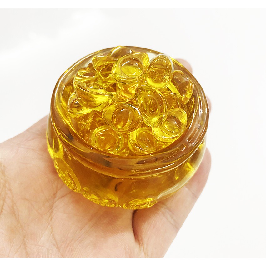 Hũ Vàng Thần Tài Pha Lê (Cỡ Nhỏ 6cm), Tụ Bảo Bồn Lưu Ly, Chiêu Lộc Tụ Tài - Vật Phẩm Phong Thủy