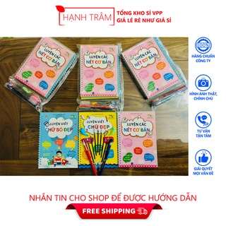 Bộ 3 vở luyện viết thần kì, Luyện các nét cơ bản, Luyện chữ đẹp tự xóa