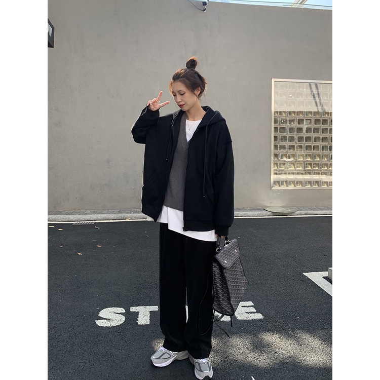 Áo khoác hoodie tùy chọn màu sắc dễ thương phong cách Hàn Quốc