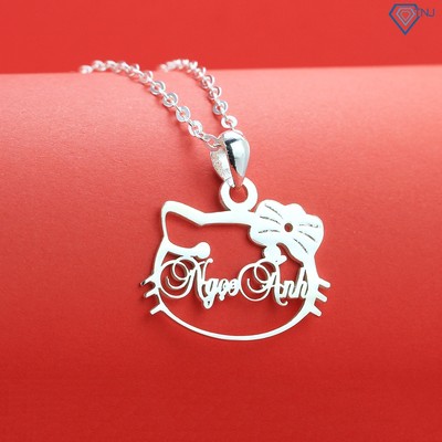 Vòng cổ bạc cho bé gái khắc tên hình Hello Kitty DCT0019 - Trang Sức TNJ