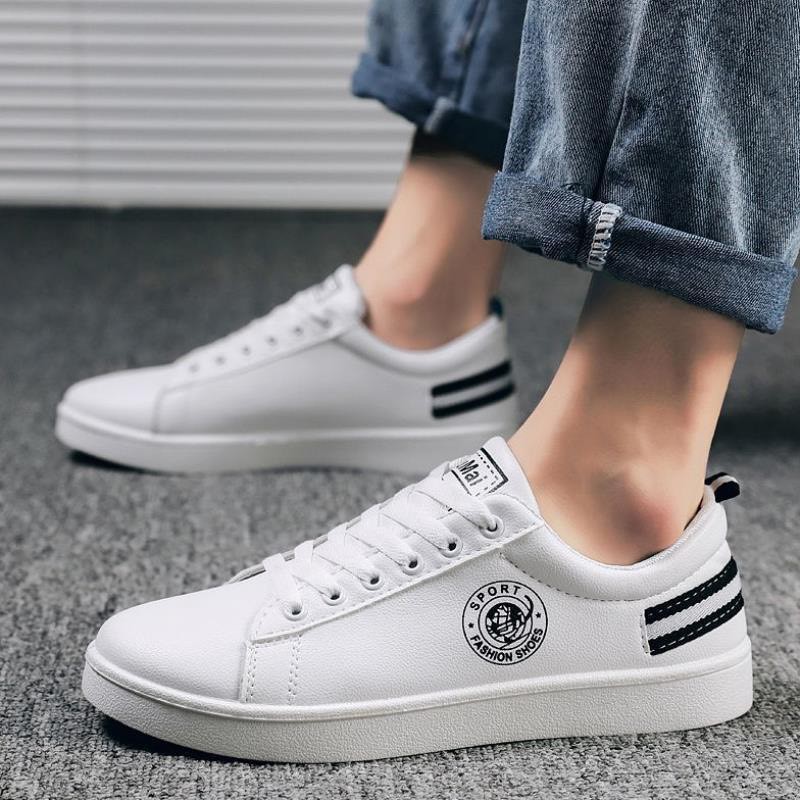 Giày nam sneaker thể thao gót vạch đen trắng Kumai