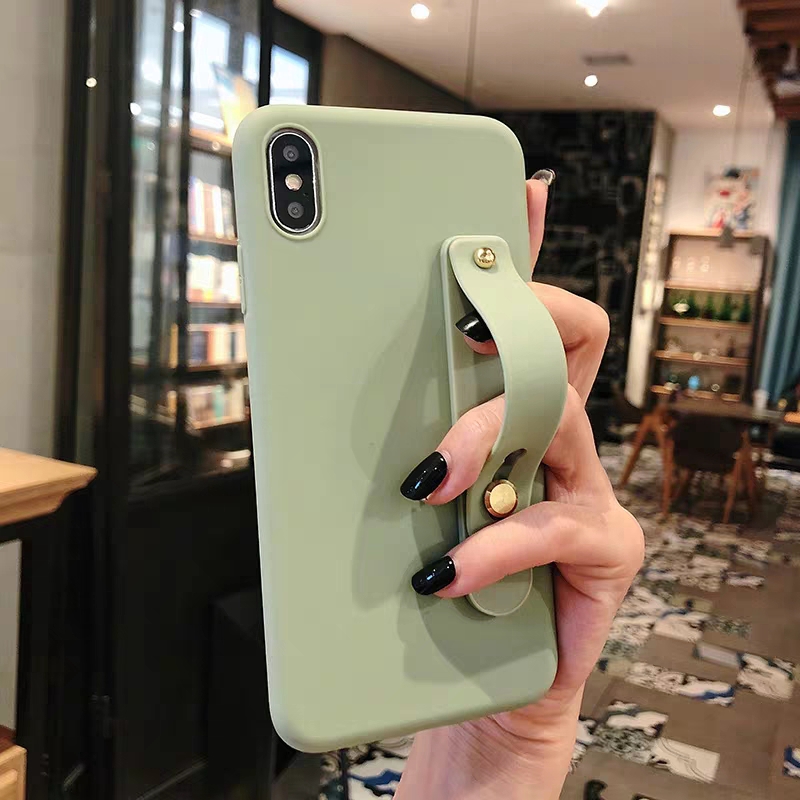 Samsung A02 A02s A12 A21s M31 M30s M21 M20 A01 J8 J7 J5 J3 J2 A9 A8 A7 Prime Plus Pro 2018 Solid Color Soft TPU Stand Case Jelly Phone Cover+Wristband