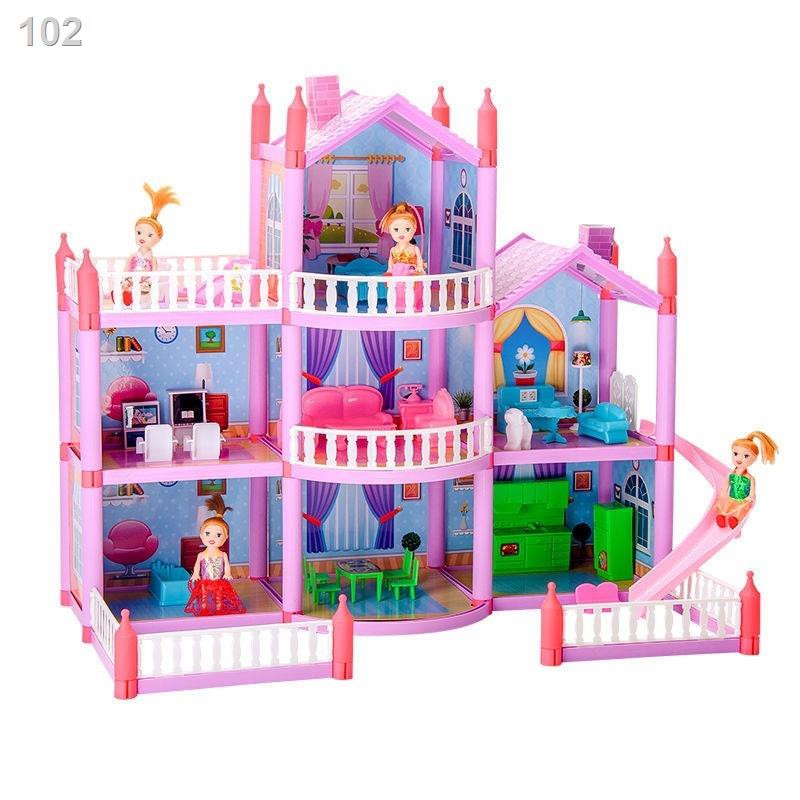 trẻ em chơi nhà lắp ráp nhà búp bê nhà biệt thự Barbie Set công chúa lâu đài mô phỏng ngôi nhà cô gái đồ chơiN