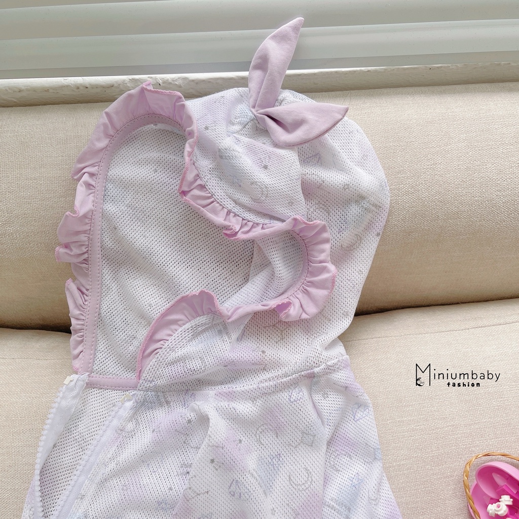 Áo khoác chống nắng cho bé gái, áo thiết kế đi biển, chất liệu cotton thông hơi dạng lưới miniumbabyfashion CN1218