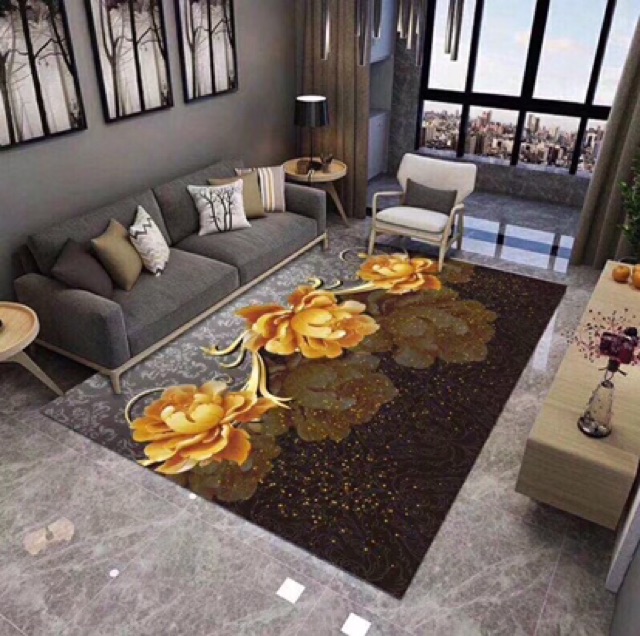 Thảm trải sàn Bali 5D mẫu hoa sen 2mx3m loại 1